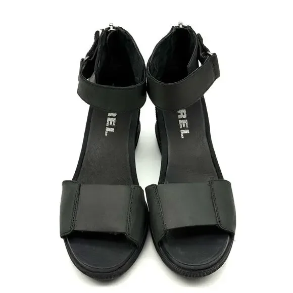 Sorel Joanie II Ankle Strap Wedge Sandal Black 8.5 - Picture 2 of 15